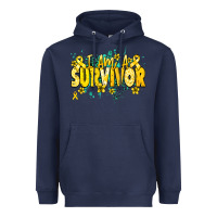 Navy I am a survivor yellow ribbon Heavyweight Hoodie - NancyCooperArtShop