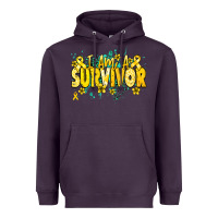 Plum I am a survivor yellow ribbon Heavyweight Hoodie - NancyCooperArtShop