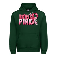 Forest Green Think pink Cancer Awareness Urban Hoodie - FaDigitalArtStudio