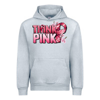 Heather Grey Think pink Cancer Awareness Urban Hoodie - FaDigitalArtStudio