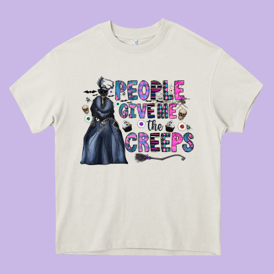 People Give Me The Creeps Heavy Core Tee Designed By Cowhidedigitalart