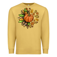 Antique Gold Fall Sunflower with Pumpkin Premium Sweatshirt - texasbilliewilder
