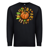 Black Fall Sunflower with Pumpkin Premium Sweatshirt - texasbilliewilder