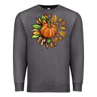 Charcoal Heather Fall Sunflower with Pumpkin Premium Sweatshirt - texasbilliewilder
