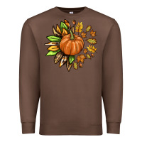 Chestnut Fall Sunflower with Pumpkin Premium Sweatshirt - texasbilliewilder
