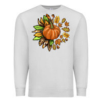 Dove Grey Fall Sunflower with Pumpkin Premium Sweatshirt - texasbilliewilder