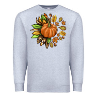 Heather Grey Fall Sunflower with Pumpkin Premium Sweatshirt - texasbilliewilder