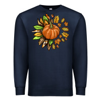 Navy Fall Sunflower with Pumpkin Premium Sweatshirt - texasbilliewilder