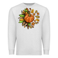 Oatmeal Heather Fall Sunflower with Pumpkin Premium Sweatshirt - texasbilliewilder