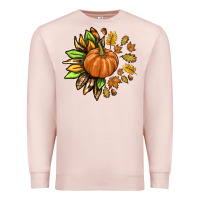 Pale Pink Fall Sunflower with Pumpkin Premium Sweatshirt - texasbilliewilder