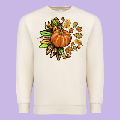 Fall Sunflower With Pumpkin Premium Sweatshirt Designed By Texasbilliewilder