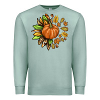 Seafoam Fall Sunflower with Pumpkin Premium Sweatshirt - texasbilliewilder