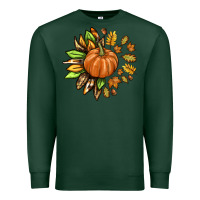Sports Green Fall Sunflower with Pumpkin Premium Sweatshirt - texasbilliewilder