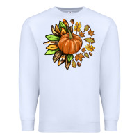 White Fall Sunflower with Pumpkin Premium Sweatshirt - texasbilliewilder