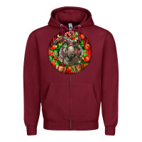 Burgundy christmas navajo churro sheep Zipper Hoodie - LillyAllenDesigns
