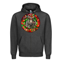 Charcoal Heather christmas navajo churro sheep Zipper Hoodie - LillyAllenDesigns