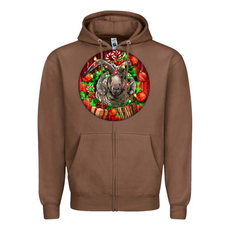 Christmas Navajo Churro Sheep Zipper Hoodie by LillyAllenDesigns | Teevron