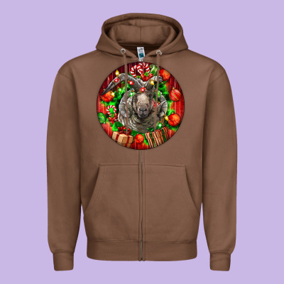Christmas Navajo Churro Sheep Zipper Hoodie Designed By Lillyallendesigns