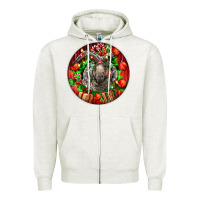 Oatmeal Heather christmas navajo churro sheep Zipper Hoodie - LillyAllenDesigns