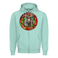 Seafoam christmas navajo churro sheep Zipper Hoodie - LillyAllenDesigns
