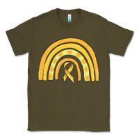 Army Green childhood cancer awareness rainbow Classic Tee - MaliasSmallBusiness