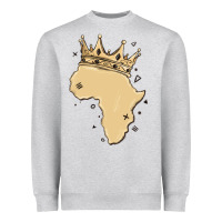 Heather Grey africa with crown Heavyweight Sweatshirt - MaliasSmallBusiness