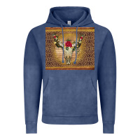 Vintage Denim bull skull flowers glitter and leopard Vintage Hoodie - Artiststas