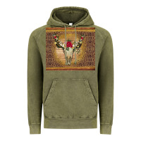 Vintage Olive bull skull flowers glitter and leopard Vintage Hoodie - Artiststas