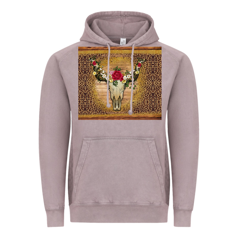 Bull Skull Flowers Glitter And Leopard Vintage Hoodie by Artiststas | Teevron