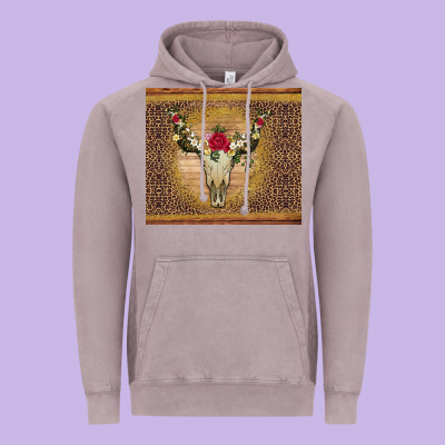 Bull Skull Flowers Glitter And Leopard Vintage Hoodie Designed By Artiststas