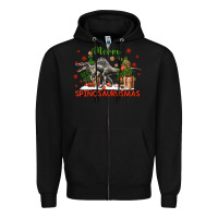 Black merry spinosaurusmas Zipper Hoodie - LillyAllenDesigns