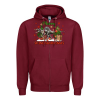 Burgundy merry spinosaurusmas Zipper Hoodie - LillyAllenDesigns