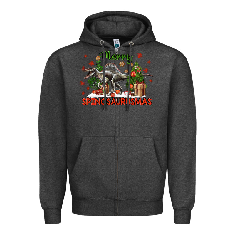 Merry Spinosaurusmas Zipper Hoodie by LillyAllenDesigns | Teevron
