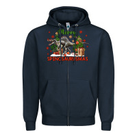 Navy merry spinosaurusmas Zipper Hoodie - LillyAllenDesigns