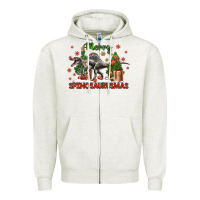 Oatmeal Heather merry spinosaurusmas Zipper Hoodie - LillyAllenDesigns