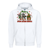 White merry spinosaurusmas Zipper Hoodie - LillyAllenDesigns