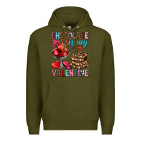 Army Green Chocolate is my valentine Valentine's Day Premium Hoodie - HowdyJamesFarm
