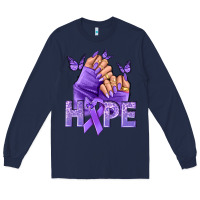 Navy Hope all Cancers nails Long Sleeve Tee - NancyCooperArtShop