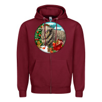 Burgundy christmas merino wool sheep Zipper Hoodie - LillyAllenDesigns