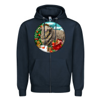 Navy christmas merino wool sheep Zipper Hoodie - LillyAllenDesigns