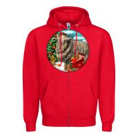 Red christmas merino wool sheep Zipper Hoodie - LillyAllenDesigns