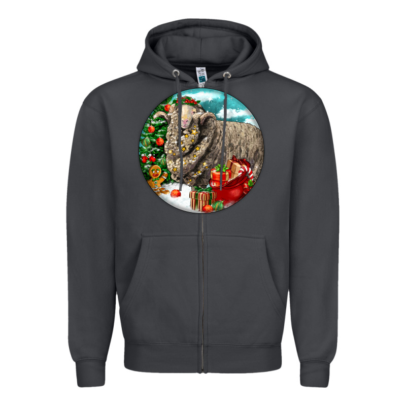 Christmas Merino Wool Sheep Zipper Hoodie by LillyAllenDesigns | Teevron