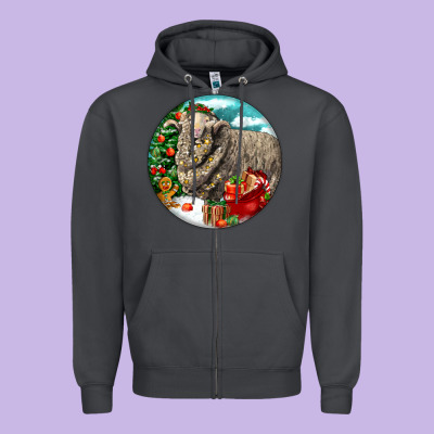 Christmas Merino Wool Sheep Zipper Hoodie Designed By Lillyallendesigns