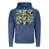 Vintage Denim bull skull flowers cowhides and leopard Vintage Hoodie - Artiststas