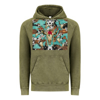 Vintage Olive bull skull flowers cowhides and leopard Vintage Hoodie - Artiststas