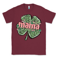 Burgundy leopard shamrock mama Classic Tee - MaliasSmallBusiness