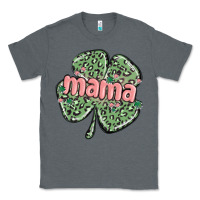 Charcoal Heather leopard shamrock mama Classic Tee - MaliasSmallBusiness