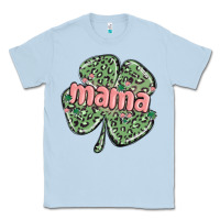 Dusty Blue leopard shamrock mama Classic Tee - MaliasSmallBusiness