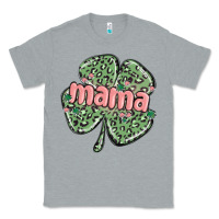 Heather Grey leopard shamrock mama Classic Tee - MaliasSmallBusiness