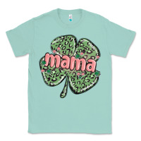 Seafoam leopard shamrock mama Classic Tee - MaliasSmallBusiness